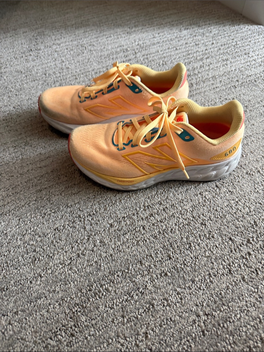 New Balance Peach/Yellow Athletic Sneakers
